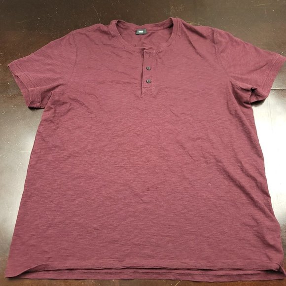 Vince Mens XXL Shirt Henley‎ Red Short Sleeve Casual Cotton 2XL - Issues - Picture 1 of 14